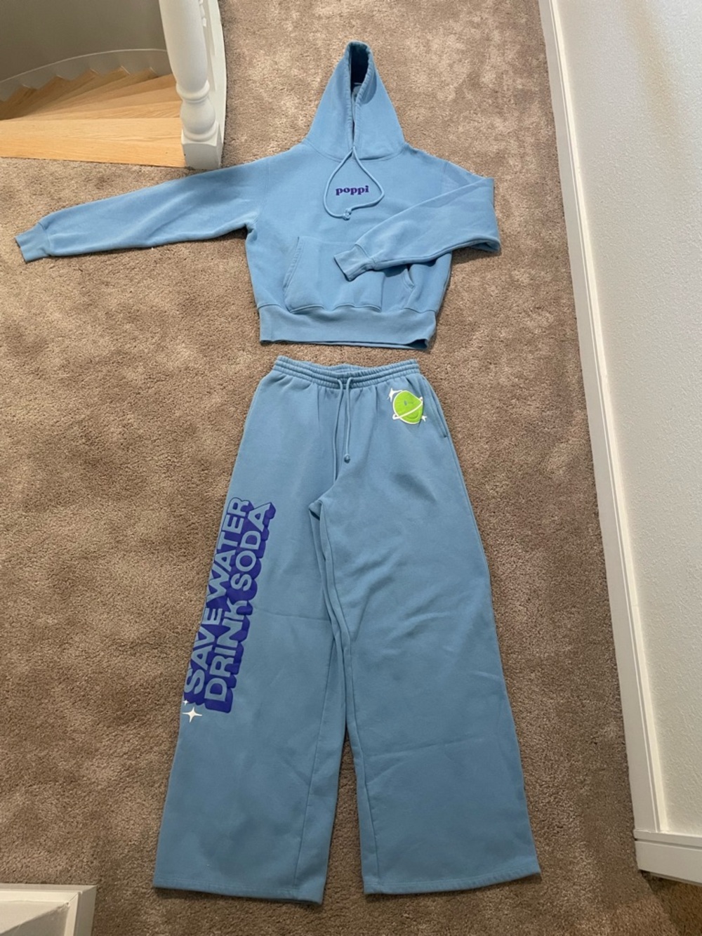 Poppi Blue Hoodie & Sweatpants Set - Sky Blue